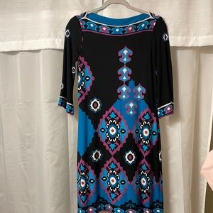 Womens geometric pattern sheath dress 3/4 sleeve